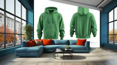 Green Hoodie Mockup Front and Back View Wall mural