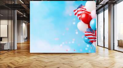 Patriotic Balloons Against Blue Sky Wall mural