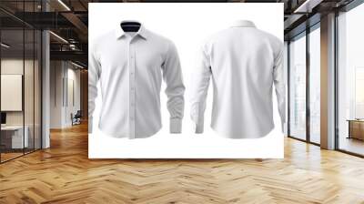 White Long Sleeve Dress Shirt Mockup   Front and Back View Wall mural