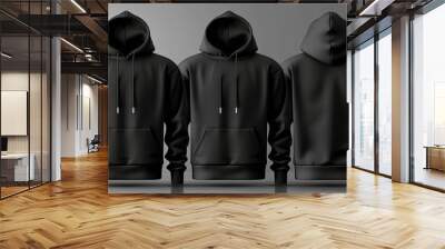 Black Hoodie Mockup Front and Back View Transparent Background High Resolution Photography Template Wall mural