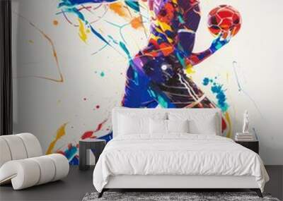 Vibrant Handball Action: A Celebration of French Culture and Athletic Passion Wall mural