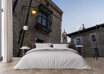 View towards San Vicente Church in the old town of Vitoria-Gasteiz, Basque Country, Spain at sunrise Wall mural