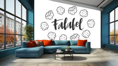 Falafel vector lettering with decor of falafel pieces Wall mural