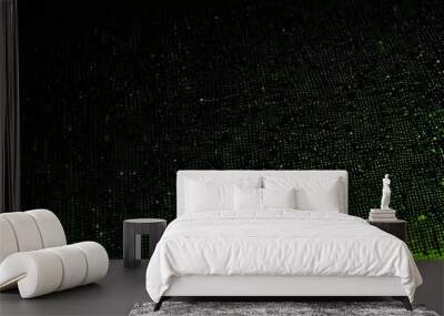 a dark background with a pattern of small green dots or dots, creating a sense of depth and texture The dots are scattered randomly, with some overlapping and others Wall mural