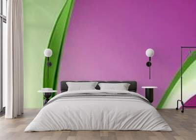 a purple and green abstract background with a curved green line and a vertical green line, creating a sense of movement and dynamism Wall mural