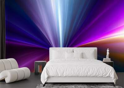 a vibrant abstract composition of colorful rays of light, radiating outwards from a central point, creating a sense of depth and dimensionality Wall mural