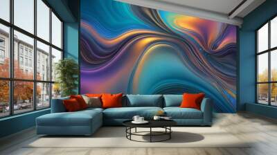 a vibrant abstract pattern with swirling, multicolored lines and curves, creating a dynamic and visually striking composition Wall mural