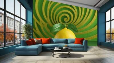 lemon with green background Wall mural