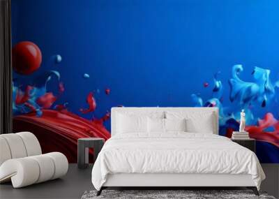 red and blue paint splashs Wall mural