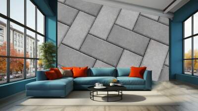 3D realistic render of grey lock paving texture. Wall mural