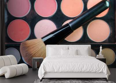 Professional makeup palette with makeup brush. Wall mural