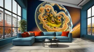 Digital illustration of micro organism, microscopic life Wall mural