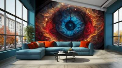 Eye of the universe, fantasy wallpaper of space, illustration of galaxy Wall mural