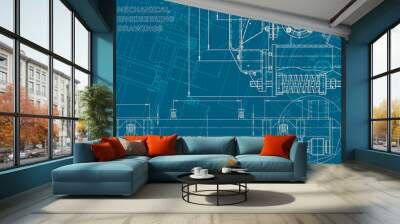 Blueprint. Corporate style. Instrument-making drawings Wall mural