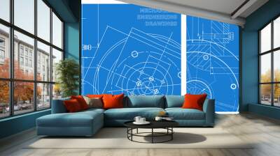 Engineering illustration set. Cover, flyer, banner, background Wall mural