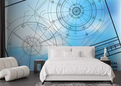 Mechanical engineering drawings. Vector background for inscription. Frame Wall mural