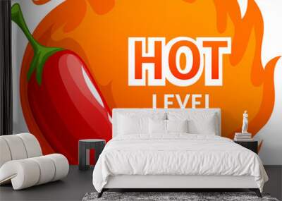 Burning fire flame level hot chili pepper spicy Wall mural