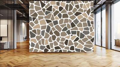 Mosaic pebble stone ground pattern. Vector tile background with arranged small, rounded rocks, creating captivating, textured cobblestone or rubble rocks covered surface with natural colors and shapes Wall mural