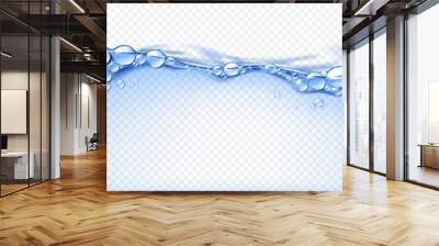 Realistic transparent pool water wave with bubbles Wall mural