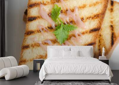 two toasts white round plate Wall mural