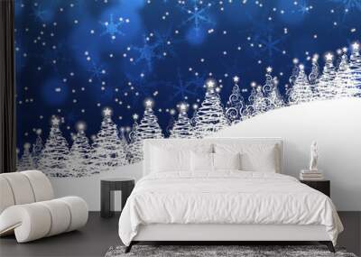 Beautiful Blue Christmas Wallpaper Wall mural