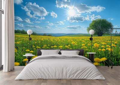 Dandelion field Wall mural