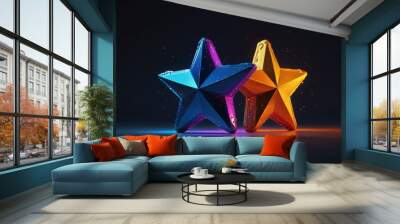 2, two, 3d render of a two stars Wall mural