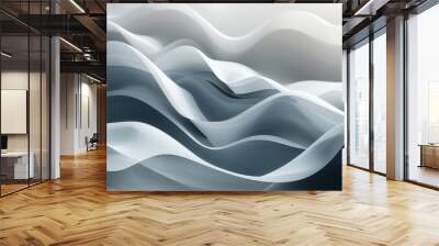 A minimalist wave pattern in shades of gray Wall mural