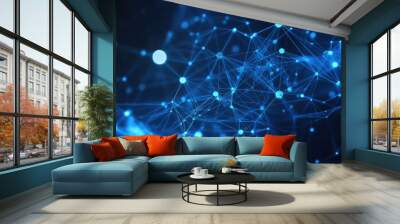 Abstract network connection with nodes Wall mural