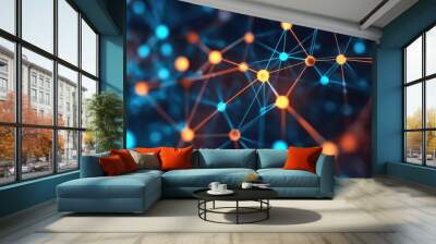 Abstract network connection with nodes Wall mural