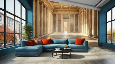 Ancient greek architecture with pillars and a classical interior Wall mural