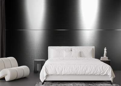 Brushed Metal Surface with Two Bright Light Reflections Wall mural