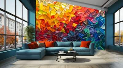 Colorful mosaic pattern with geometric shapes and bright hues Wall mural