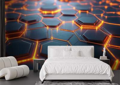 Digital network connections glowing in a geometric pattern Wall mural