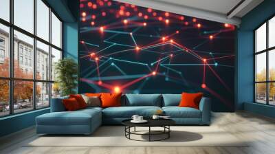 Digital network connections glowing in a geometric pattern Wall mural