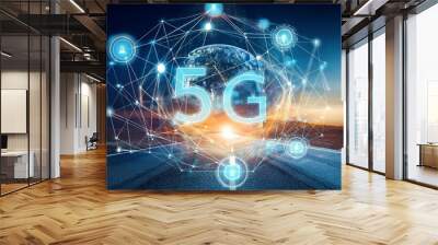 Futuristic 5G Network: Connectivity and Innovation for a Digital World Wall mural