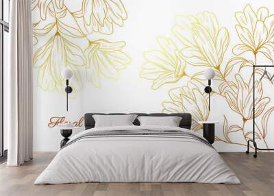 hand drawn golden floral background Wall mural