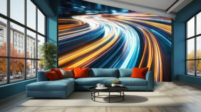 High-tech light trails creating a futuristic flow Wall mural