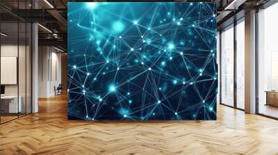 High tech technology geometric and connection system background Wall mural