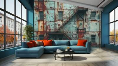 Industrial building exterior with raw, exposed materials Wall mural