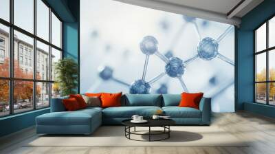 Network structure chemical bonds in molecular level of lines and points, dots and connections Wall mural