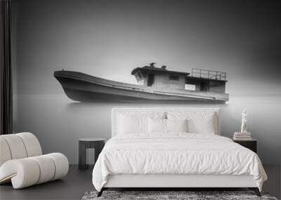 Isolated shipwreck abstract art - minimalist black and white landscape photos Wall mural