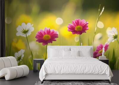 spring wild flower field background Wall mural