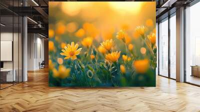 spring wild flower field background Wall mural