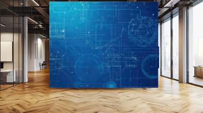 Technical blueprints in abstract innovation Wall mural