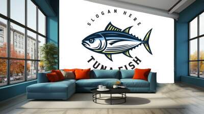 tuna fish logo on white background Wall mural