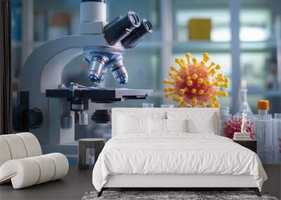 viruses and bacteria under a microscope in a medical and research laboratory Wall mural