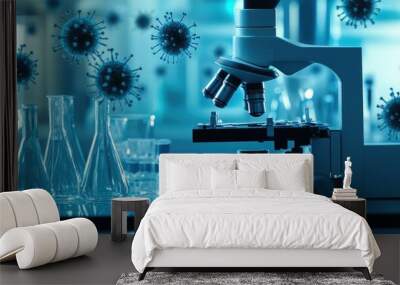 viruses and bacteria under a microscope in a medical and research laboratory Wall mural