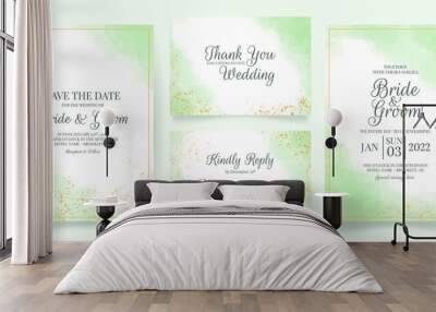 wedding invitation card template set with watercolor decoration Wall mural