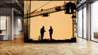 engineer and worker at building site Wall mural